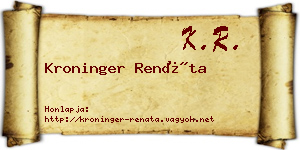 Kroninger Renáta névjegykártya